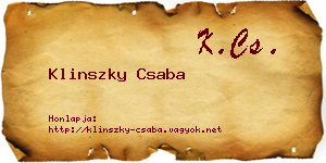 Klinszky Csaba névjegykártya